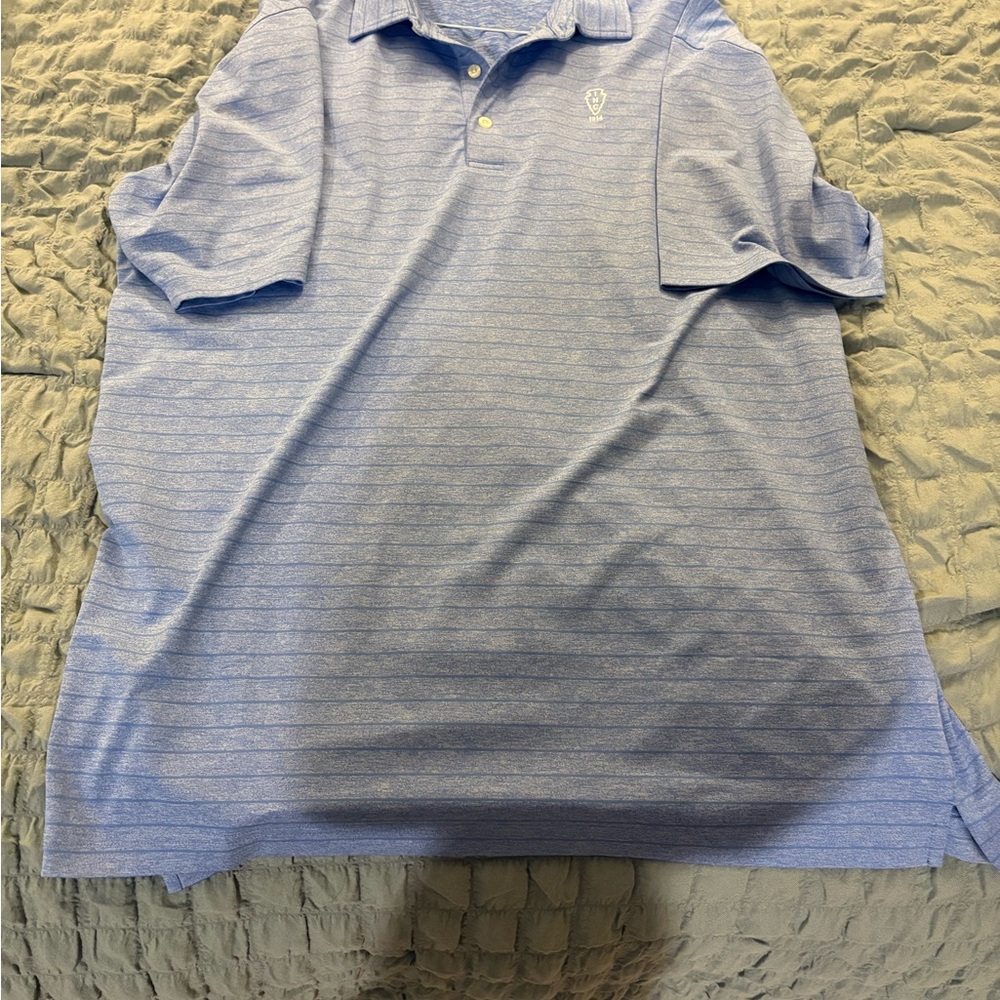 Men's Light Blue Striped Polo Shirt - Short Sleeve Classic